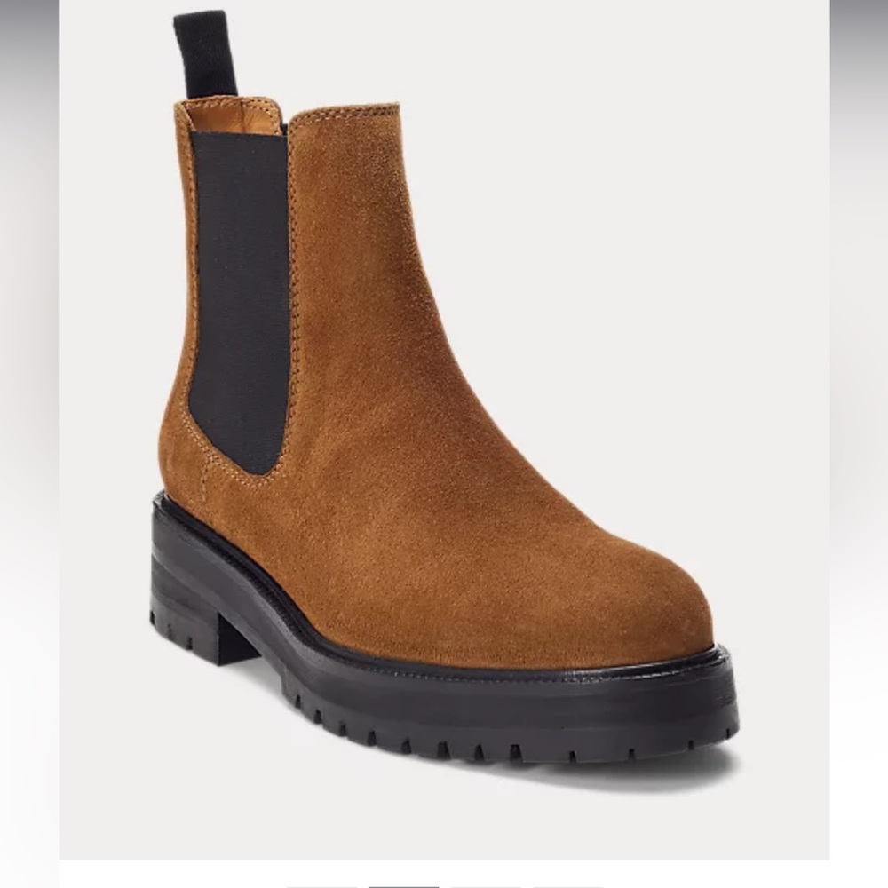 New suede lug Chelsea boot with box